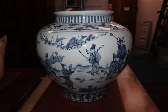 A large Chinese blue and white Guan jar height 40cm